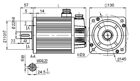 MotionKing AS130 Servo Motor Dimensions
